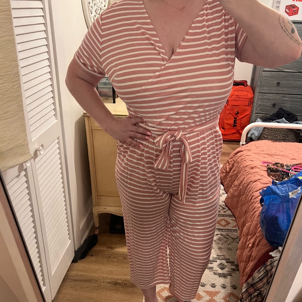 Sz XXL Pink and White Striped Romper